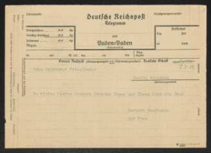 Brief von Gerhart Hauptmann an Alice Friedländer