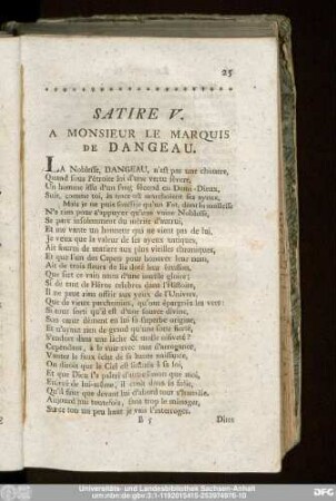 Satire V. A Monsieur Le Marquis De Dangeau.