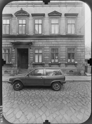 Dresden-Neustadt, Wolfsgasse 3. Wohnhaus (um 1865). Straßenfront (Teilansicht)