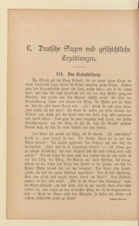 C. Deutsche Sagen und geschichtliche Erzählungen