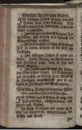 Von den 4. Complexionen der Menschen, zum Aderlassen und Schröpffen