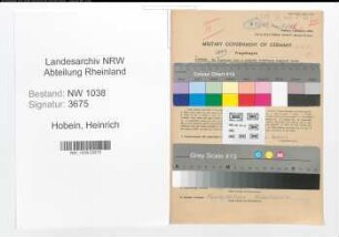 Entnazifizierung Heinrich Hobein , geb. 30.12.1899 (Finanzbeamter)