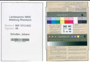 Entnazifizierung Johann Schulten , geb. 18.11.1885 (Baecker)