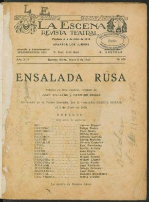 Ensalada rusa : sainete en tres cuadros