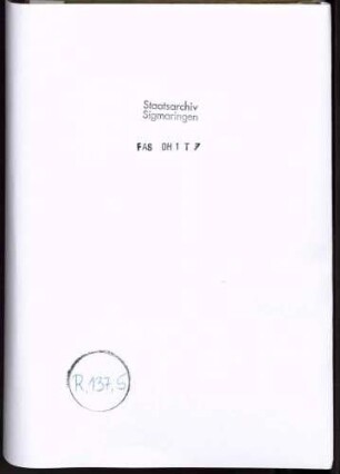 Berthold Hagens Lagerbücher über die einzelnen Orte der Grafschaft Zollern mit Einschluss der Pfarreien, Kaplaneien und Stiftungen in 13 Bänden