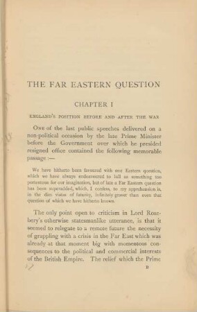 Chapter I. England's position before and after the war