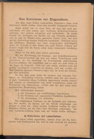 Das Kolorieren von Diapositiven.