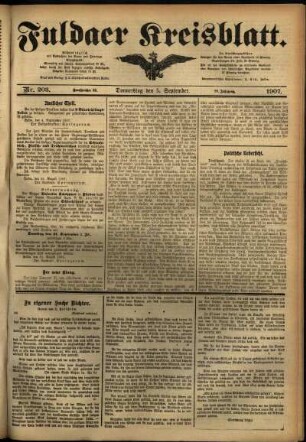 Ausgabe vom Donnerstag, den 05. September 1907.