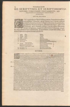 De Scripturis, Et Scriptoribus Divinis Utriusque Testamenti, Ad Secundum Canonis Ordinem pertinentibus, Sectio Secunda.