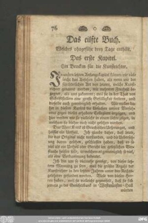 Das eilfte Buch. Welches ohngefähr drey Tage enthält.