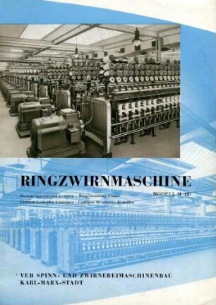 Heft "Ringzwirnmaschine Modell M 450"