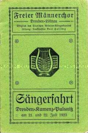 Programm der Sängerfahrt 1923 des Freies Männerchores Dresden-Löbtau