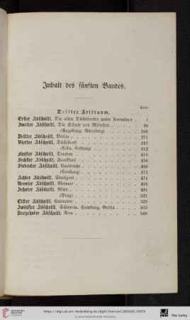 Inhalt des fünften Bandes