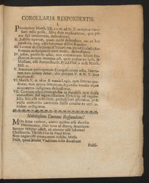 Corollaria Respondentis
