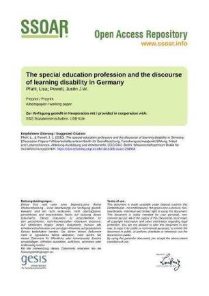 The special education profession and the discourse of learning disability in Germany