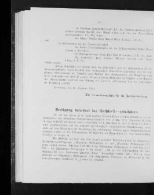 Verfügung, betreffend das Ausschreibungsverfahren