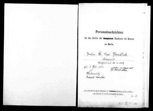 Janácek, Leos - Komponist 1927 - Januar - 20