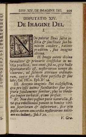 Disputatio XIV. De Imagine Dei