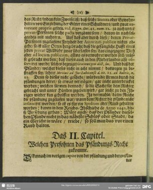 Das II. Capitel. Welchen Persohnen das Pfändungs-Recht zukomme