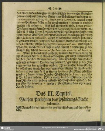 Das II. Capitel. Welchen Persohnen das Pfändungs-Recht zukomme