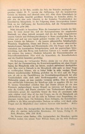 231-236 [Rezension] Anders, Günther, Die Antiquiertheit des Menschen