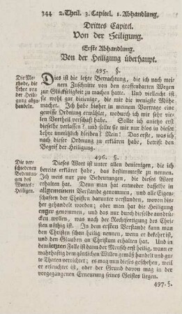 Drittes Capitel. Von der Heiligung