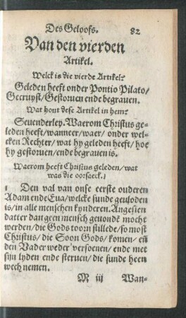 Van den vierden Artikel.