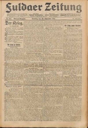 Ausgabe vom Samstag, den 28. November 1914.