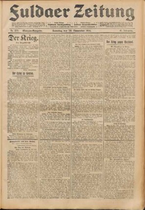 Ausgabe vom Samstag, den 28. November 1914.
