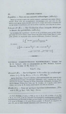 Nouvelle Correspondance Mathémathique.