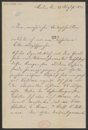 Brief an B. Schott's Söhne : 21.08.1893