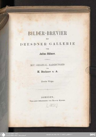 Zweite Folge: Bilder-Brevier der Dresdner Gallerie