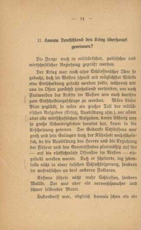 II. Konnte Deutschland den Krieg überhaupt gewinnen?