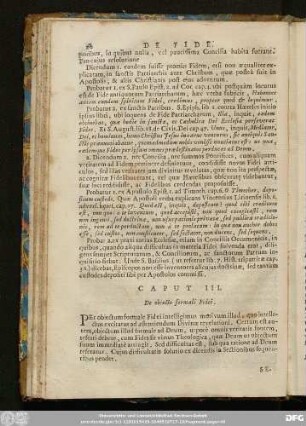 Caput III. De obiecto formali Fidei.