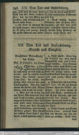 XXI. Von Tod und Auferstehung, Gericht und Ewigkeit