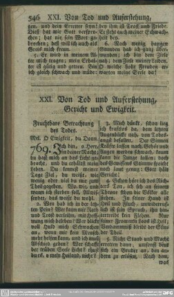 XXI. Von Tod und Auferstehung, Gericht und Ewigkeit