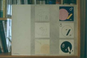 Buchstabenform Z. Collage aus Bleistift, Deckfarben, Wasserfarben, Spritztechnik; 41,6 x 54,5 cm (1931; H. Rose)