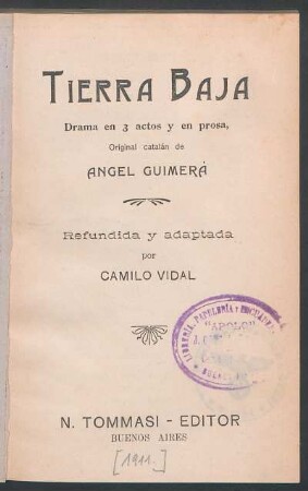 Tierra baja : drama en 3 actos y en prosa