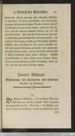 Zweyter Abschnitt. Bestimmung des allgemeinen und besondern Maaßes des Flüßigen