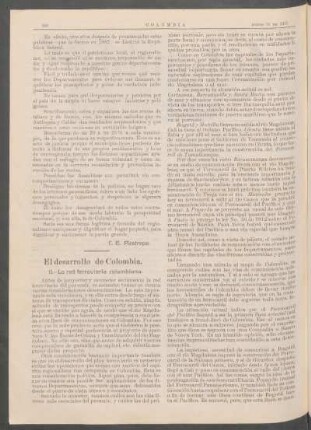 El desarrollo de Colombia. - [Continuación] : La red ferroviaria colombiana.