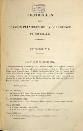 Conférence internationale de Bruxelles : Ministère des Affaires étrangères. 1