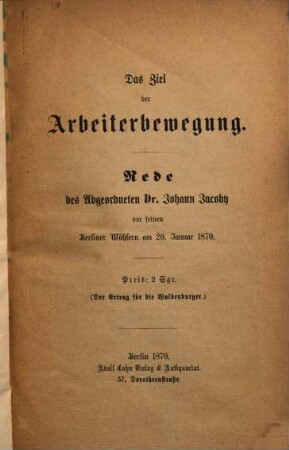 Das Ziel der Arbeiterbewegung