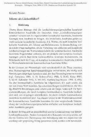 Idiome als Lückenfüller?
