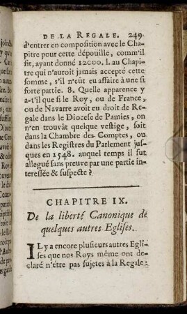 Chapitre IX. De la liberté Canonique de quelques autres Eglises.