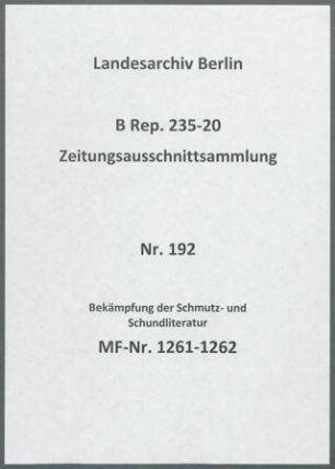 Bekämpfung der Schmutz- und Schundliteratur