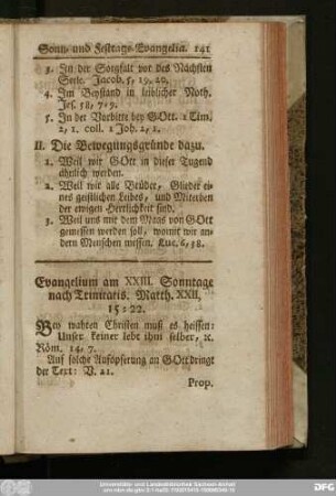Evangelium am XXIII. Sonntage nach Trinitatis. Matth. XXII, 15 - 22.