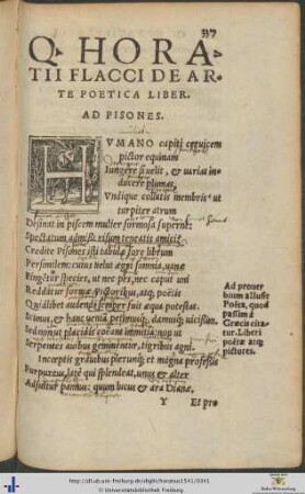 Quinti Horatii Flacci De Arte Poetica