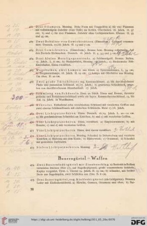 Bauerngürtel – Waffen (Nr. 474-492)