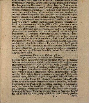 Rector Universitatis Altdorfinae ... ad celebrandum funus ... Joh. Conradi Dürrii ... invitat