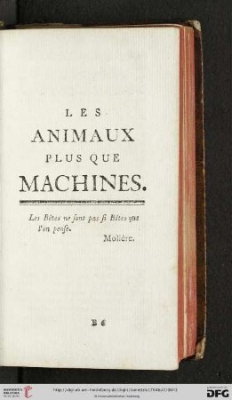 Les animaux plus que machines